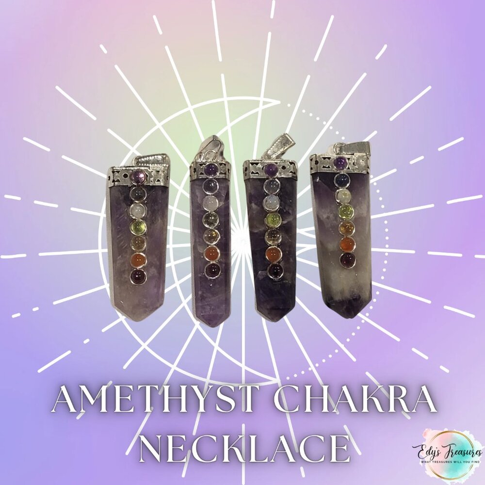 1 New Amethyst Chakra Necklace With A Link Chain